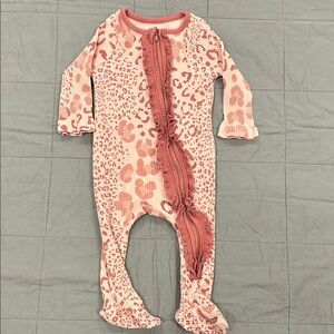 Mud Pie Blush pink Animal Print Kids Footie sleeper 3/6m